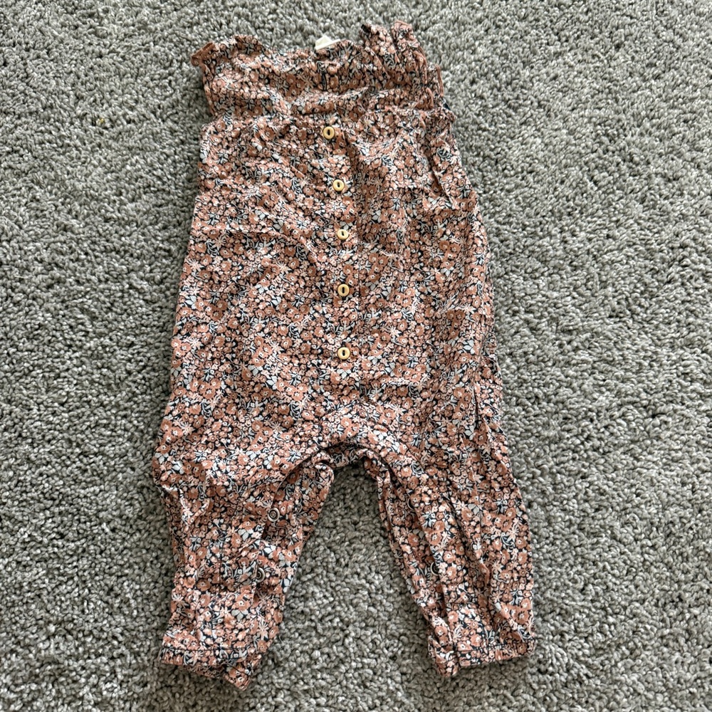 H&M Rust Floral Button-Front Romper